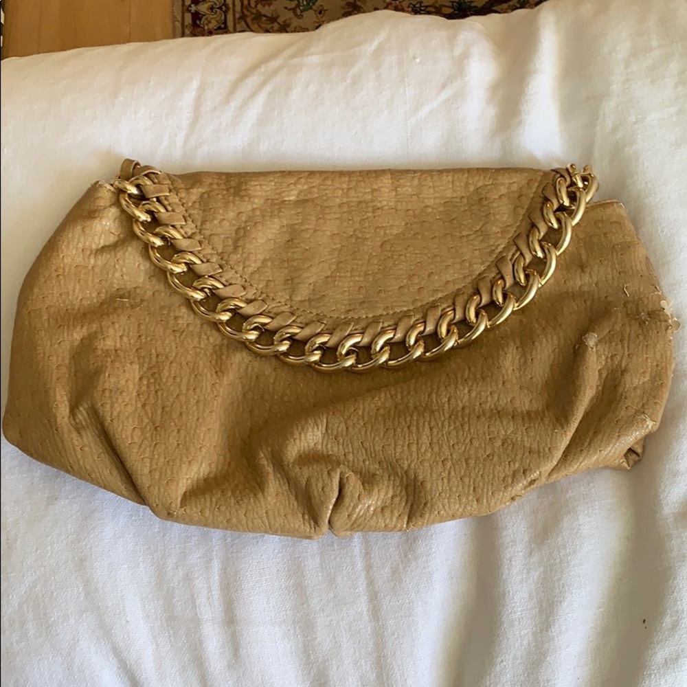 Deux lux yellow and gold flap clutch